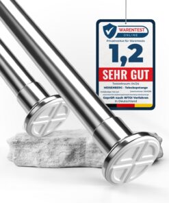 MEISENBERG Klemmstange 210-260cm ohne Bohren - Multifunktionale Teleskopstange Silber Ø 32 mm für Dusche & Vorhänge