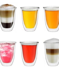 Creano großes Thermoglas doppelwandig Gläser 250ml Set, 6er Set, Kaffeegläserset für Haus undladen, starke Wärmezusammen