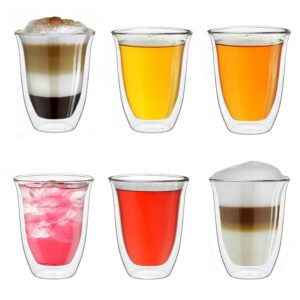 Creano großes Thermoglas doppelwandig Gläser 250ml Set, 6er Set, Kaffeegläserset für Haus undladen, starke Wärmezusammen