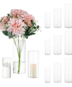 Glas Zylinder Vase Set 4er 15/20/25cm Modern für Hochzeit Wohnzimmer Tulpen Rose