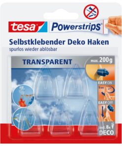 Tesa Powerstrips DECO Haken SMALL - klebhfest für Dekoration an Glas und Spiegel - bis zu 200 g Haltekraft Tesa Powers