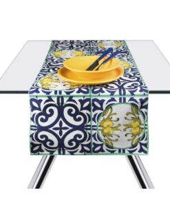 Excelsa Amalfi Tischläufer: 100% Baumwoll-Tischläufer, Gelb und Blau, ideal für nachhaltige Zimmer, идеальный für famili