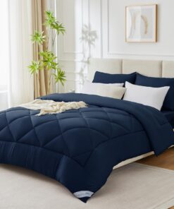 WAVVE Warme Bettdecke 135x200 cm für Winter, weiche Mikrofaser Steppdecke, blau WAVVE Steppbettdecke 135x200 cm, warm
