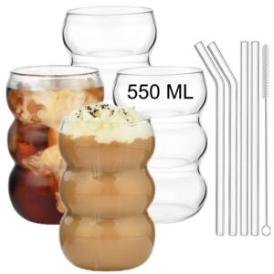 ALINK Bubble Gläs 4er Set Trinkgläser, 550ml, Cocktailgläser für Latte Macchiato und Eiskaffee, schmaler Longdrinkglas-S