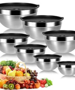 Cinnani Edelstahl Schüssel Set 7-teilig, Salatschüssel für Küchenmann, Tisch und Party, multifunktional und stapelbar