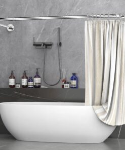 Misounda Duschvorhangstange U/L Form 75×180×75 cm - Duschstange für Badewanne Ecke - Inkl. 24 Edelstahlringe - Feines Po
