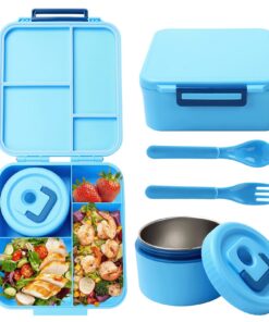 Lunch Box Set mit Thermobehälter für Mädchen und Jungen | Isolierte Brotbox mit 4 Fächern und Besteck inklusive | 320ml
