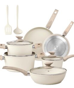 Kitchen Academy Antihaft-Versiegelung Topfset 12 Stück für Induktion und Gasherde - Beige | Kitchen Academy Topfset 12t