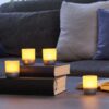 Northpoint LED Akku Lounge Lights 4er-Set mit Touchsensor Flackereffekt für InnenundAußen Matt silber