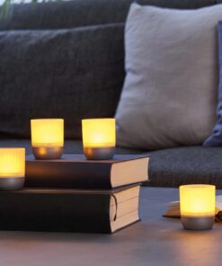 Northpoint LED Akku Lounge Lights 4er-Set mit Touchsensor Flackereffekt für InnenundAußen Matt silber