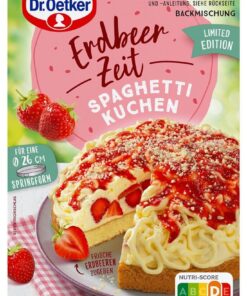 Dr. Oetker Erdbeer-Zeit Backmischung für Spaghetti-Kuchen, ideal für Familien, zum Geburtstag feiern,mdat.de-Oster-SpezI