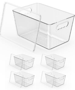 Kühlschrank Organizer Stapelbar BPA-frei 4er Set mit Deckel Groß 30x20x15cm