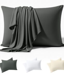 Utopia Bedding Jersey-Kissenbezug 40x80 cm, 2er-Set Oeko-TEX, Baumwollmischung, Grau, Kissenbezüge mit Umschlagverschlus