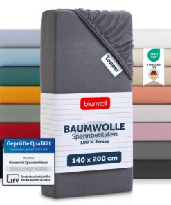 Blumtal® Basics Spannbettlaken Topper 140x200cm - Bettlaken für Oeko-TEX zertifizierte(instance 1) - Spannbettlaken 140x
