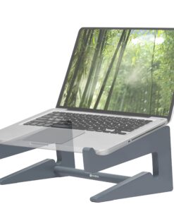 Ergonomischer Holzkonsole Laptop Halterung zur Erhöhung (Grau) | Universaler vertikaler Laptop Stand für 10-15 Zoll (Gr
