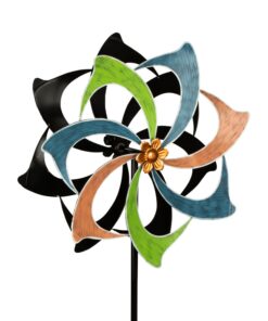 Windrad Windspiel Mehrfarbig aus Metall für Gartenanwohnungen Höhe 183 cm Durchmesser 61 cm