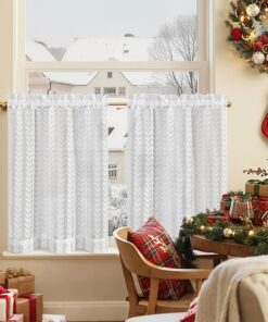 TOPICK Scheibengardinen Wohnzimmer Schlafzimmer modern H 60 x B 65 (cm) transparent WEISS OEKO-TEX STANDARD 100 TOPICK