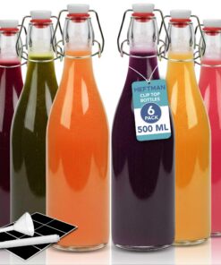 HEFTMAN Glasflaschen 500ml 6er Pack luftdichte Klappdeckel für Bier Kombucha Wein