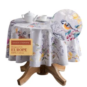 Maison d' Hermine Tischdecke 100 % Baumwolle, dekorative Rundtischdecke, 175,3 cm Durchmesser, für Thanksgiving und Weih