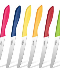 Edelstahl Brötchenmesser Set 6-teilig, Für Bäckerei und Kochamateure, Scharfe Messerklingen | Mehrfarbiges 6-teiliges B