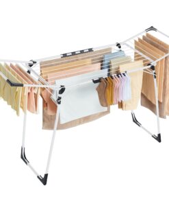 SONGMICS Flügelwäscheständer, Platzsparend mit Sockenhalter, für Kleidung und Handtücher LLR518W01
