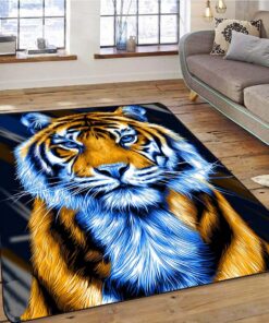 Urwald Tiger Teppich Gelb Schlafzimmer Wohnzimmer Küche Flur - Läufer Fußmatte Trittmatte Badematte Rutschfester Bettsei