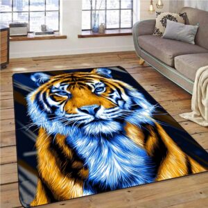 Urwald Tiger Teppich Gelb Schlafzimmer Wohnzimmer Küche Flur - Läufer Fußmatte Trittmatte Badematte Rutschfester Bettsei