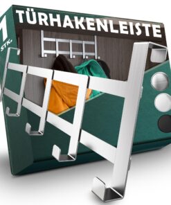 Menz Türgarderobe zum Einhängen - Edelstahl Türhaken als platzsparende Kleiderhaken Tür | Belastbare Türhakenleiste | Fl