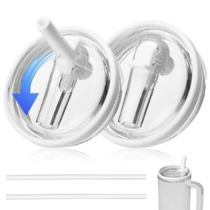 Stanley Cup Deckel 2 STK Auslaufsicher Staubdichten Ersatz für 40oz Becher, mit 2 Strohhalm (Weiβ)