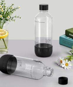 1 Liter Soda-Flaschen, 2er Set BPA-frei, wiederverwendbar, kompatibel mit Sodamaschinen, 2x Schwarz
