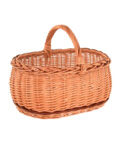 Großer Weidenkorb 47x35x33 cm Handgeflochten Natural mit Henkel – Picknickkorb & Pilzkorb