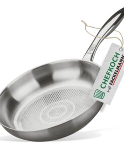 FACKELMANN Chefkoch Bratpfanne Ø24 cm mit Wabenboden - Edelstahl, geeignet für alle Herdarten, inklusive Induktion - Top