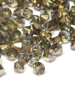 40stk Preciosa Böhmische Kristallperlen 4mm Doppelkegel Rauch Gold AB Glasschliffperlen für Schmuck und Ornamente
