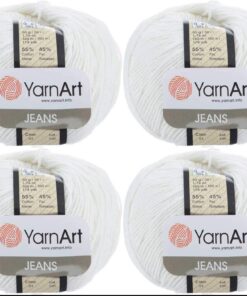 YarnArt Jeans Garn 200 gr 690 Yds 1-weiß für Handstricken und Häkeln | YarnArt Jeans 55% Baumwolle 45% Acryl Garn Misch