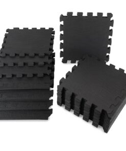 ALPIDEX Unterlegmatte/Turnmatte – 21 Stück 30×30×1 cm (1,95 m²) Steckplatten, Bodenschutz & Trainingsmatte, Schwarz