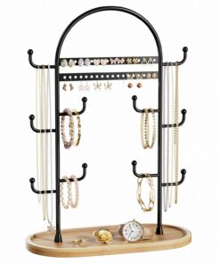 Niffgaff Schmuckständer für Schmuck Aufbewahrung - Holztabletts, Schmuckbaum, Schwarz 32cmGroß - Jewelry Organizer