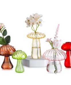 Glasseam Pilzförmige Glasvase Bunt 5er Set für Tischdeko Schlafzimmer