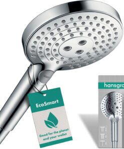 Hansgrohe Raindance Select S Wassersparender Duschkopf - EcoSmart 9 l/min, 3 Strahlarten, runde Dusche (⌀ 120 mm), Antik