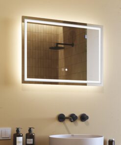 FORAM Beleuchteter Badezimmerspiegel 70 x 50 cm, touchgesteuert, 2700K-6000K, beschliffen, Badezimmer Wandspiegel mit Li