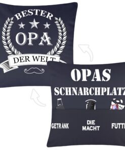 Merclix Vatertagsgeschenk für Opa Kissenbezug 45x45 mit 3 Taschen für Geburtstag und Weihnachten