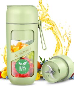 AMZCHEF Vakuum Smoothie Maker - Portable Mixer für Smoothie, Saft und Milkshake - 380ml Kabellose Wiederaufladbare Vakuu