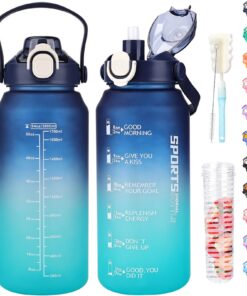 AOPREL Trinkflasche 2L - Kohlensäuregeeignete, BPA-freie Auslaufsichere Sportflasche mit Früchtebehälter & Zeitmarkierun