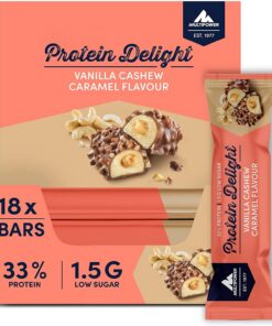 Multipower Protein Delight Eiweißriegel – 18 x 35g – Ideal für Sportler – Vanille Cashew Caramel – Lecker und gut für de