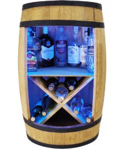 Weeco Holzfass Schrank LED RGB - Weinregal für Weinliebhaber -Ideal für Esszimmer und Küche - moderne Aufbewahrung und D