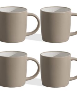 Hausfelder Steingut Kaffeebecher Set 4 Personen 400ml Nordic Sand Geschirrset