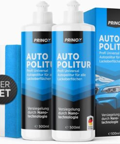 PRINOX 2x Profi Autopolitur Nanoversiegelung Kratzer entfernen inkl. Polierschwamm - Auto Lackpflege Produkte - Für Auto