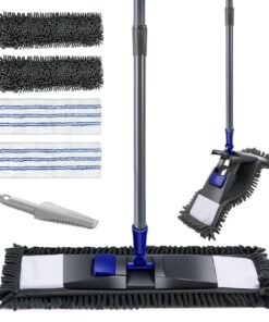 Myiosus 360° Drehung Wischer Bodenwischer mit 128cm Teleskopstiel für Hartholz Laminat FliesenFFT Flecken schnell entfer