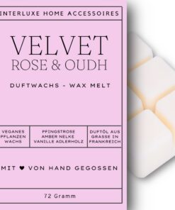 Interluxe Velvet Rose & Oud Waxmelt für angenehme Duftlampe 100% pflanzlich Indore Melts