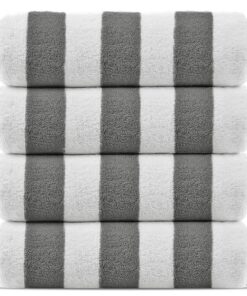 Chakir Turkish Linens Pool-Strandtücher Premium-Qualität, 100% türkische Baumwolle, umweltfreundlich, graue Dicke Streif