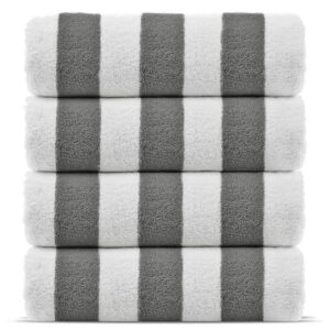 Chakir Turkish Linens Pool-Strandtücher Premium-Qualität, 100% türkische Baumwolle, umweltfreundlich, graue Dicke Streif
